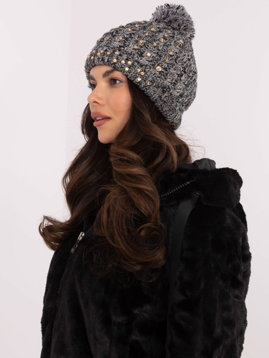 Stylish Gray Beanie with Application