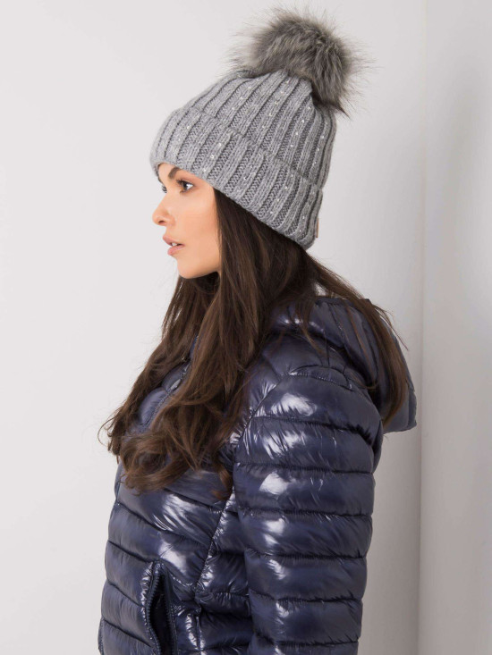 Gray Insulated Hat with Applications