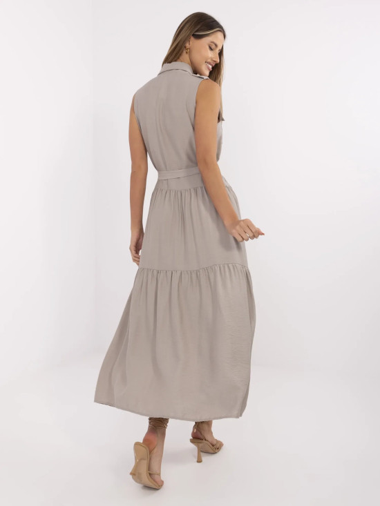 Maxi Dress with Ruffles and Belt