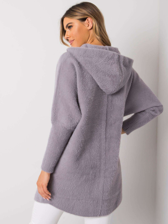 Grey alpaca coat with hood