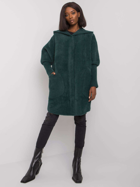 Green Alpaca Coat with Hood