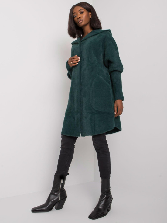 Green Alpaca Coat with Hood