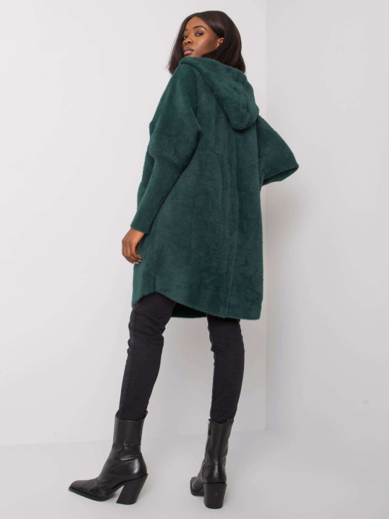 Green Alpaca Coat with Hood