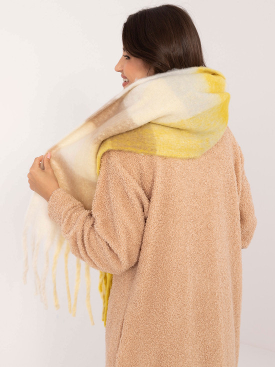 Elegant Yellow Scarf with Checkered Pattern
