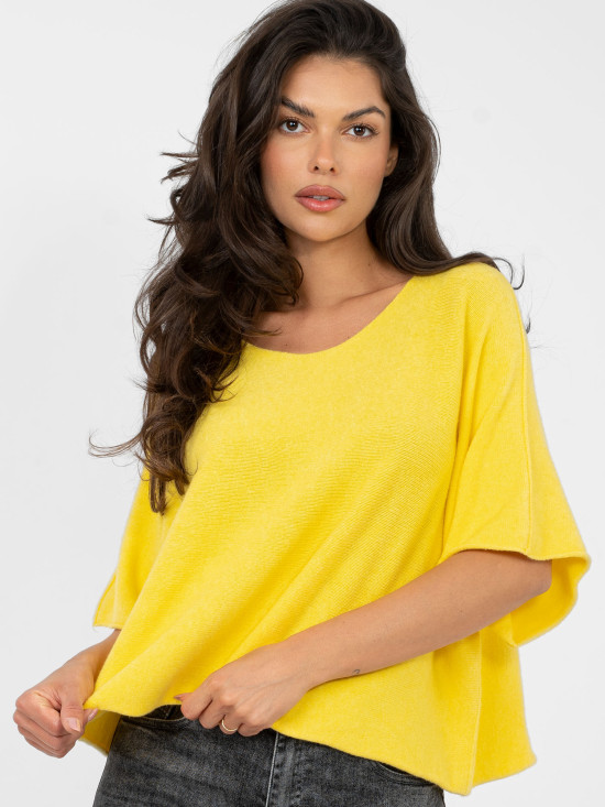Yellow viscose sweater with 3/4 sleeves