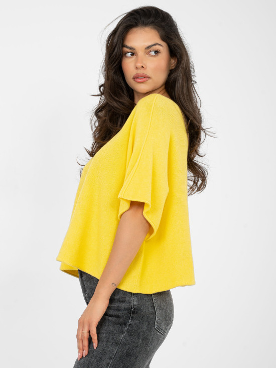 Yellow viscose sweater with 3/4 sleeves