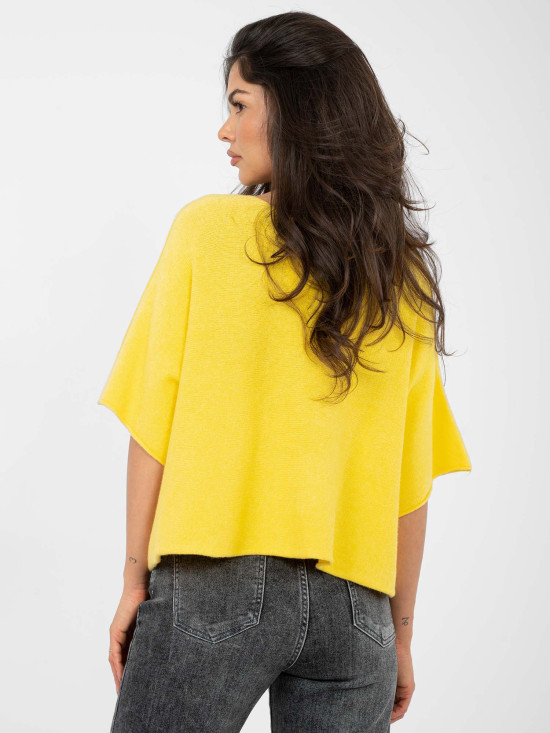 Yellow viscose sweater with 3/4 sleeves