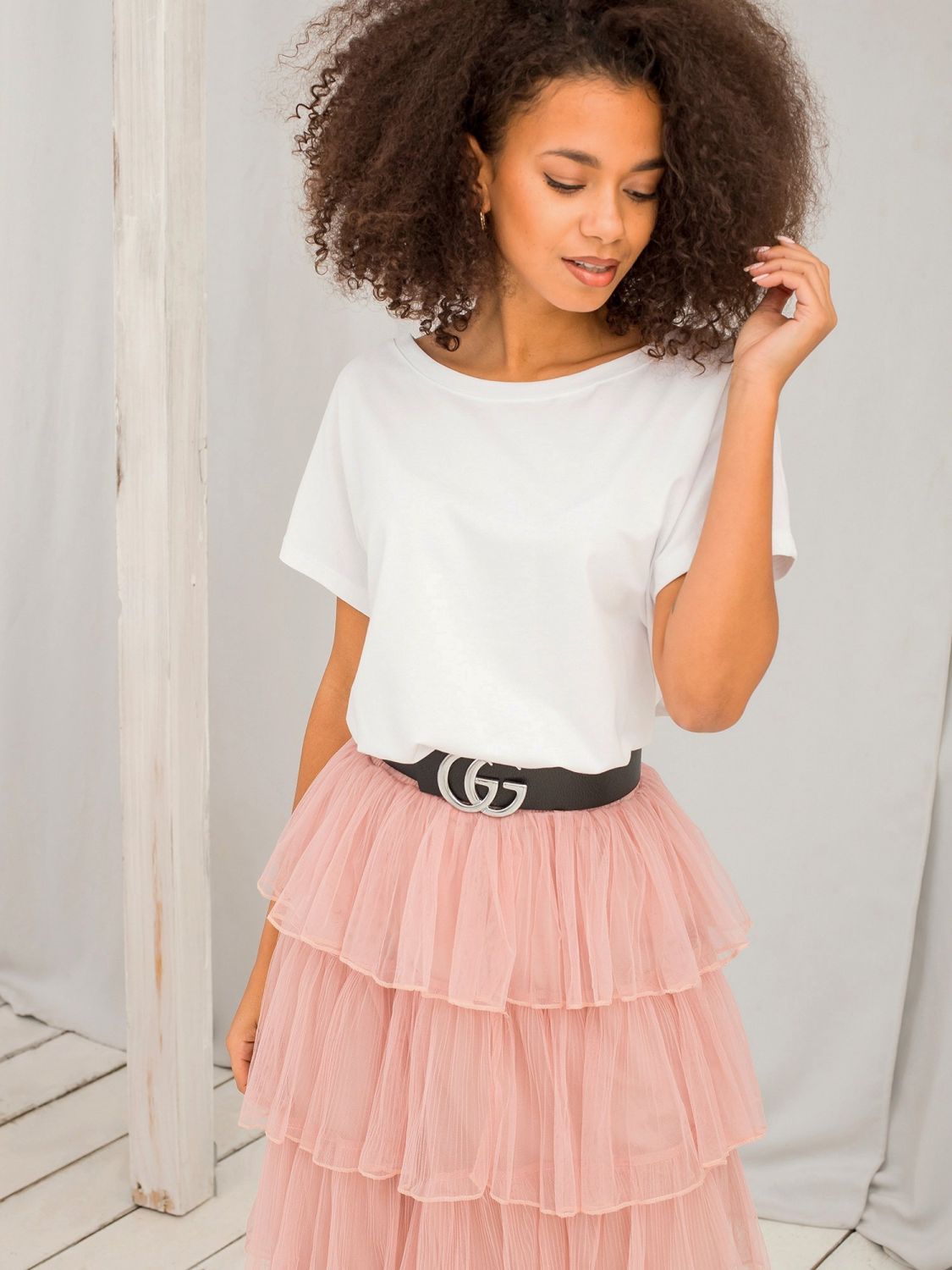 White Women's T-Shirt with Back Neckline Fire