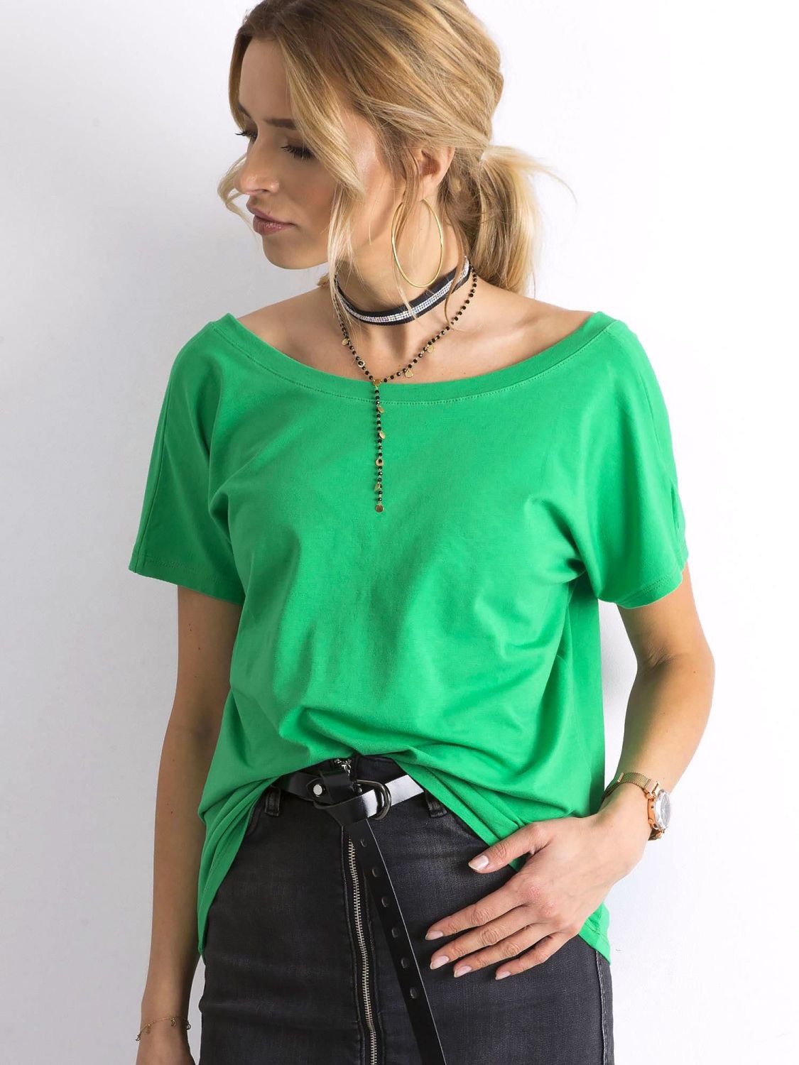 Green Basic Cotton T-Shirt Fire