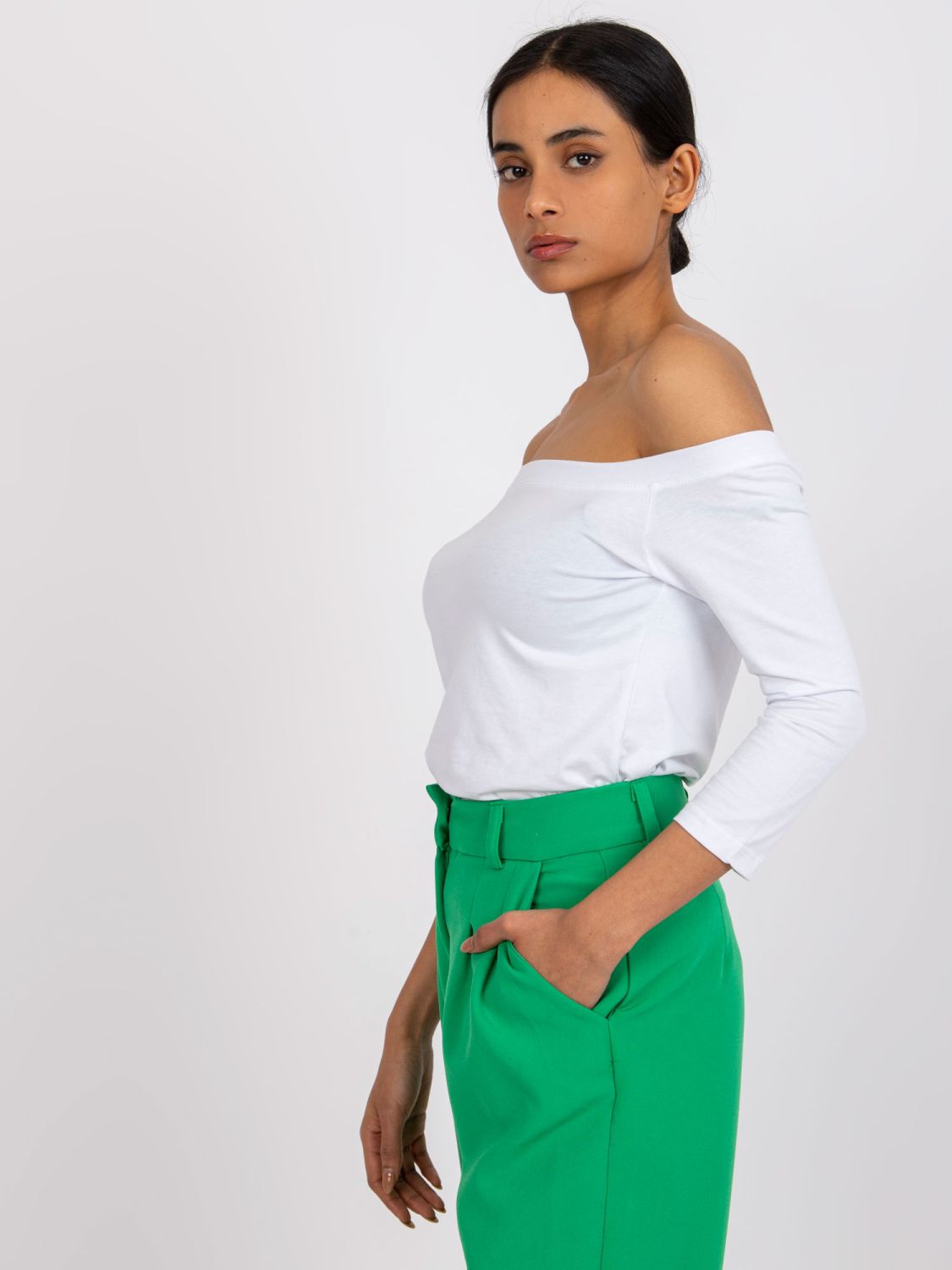 White Blouse with Hispanic Neckline Basic Live