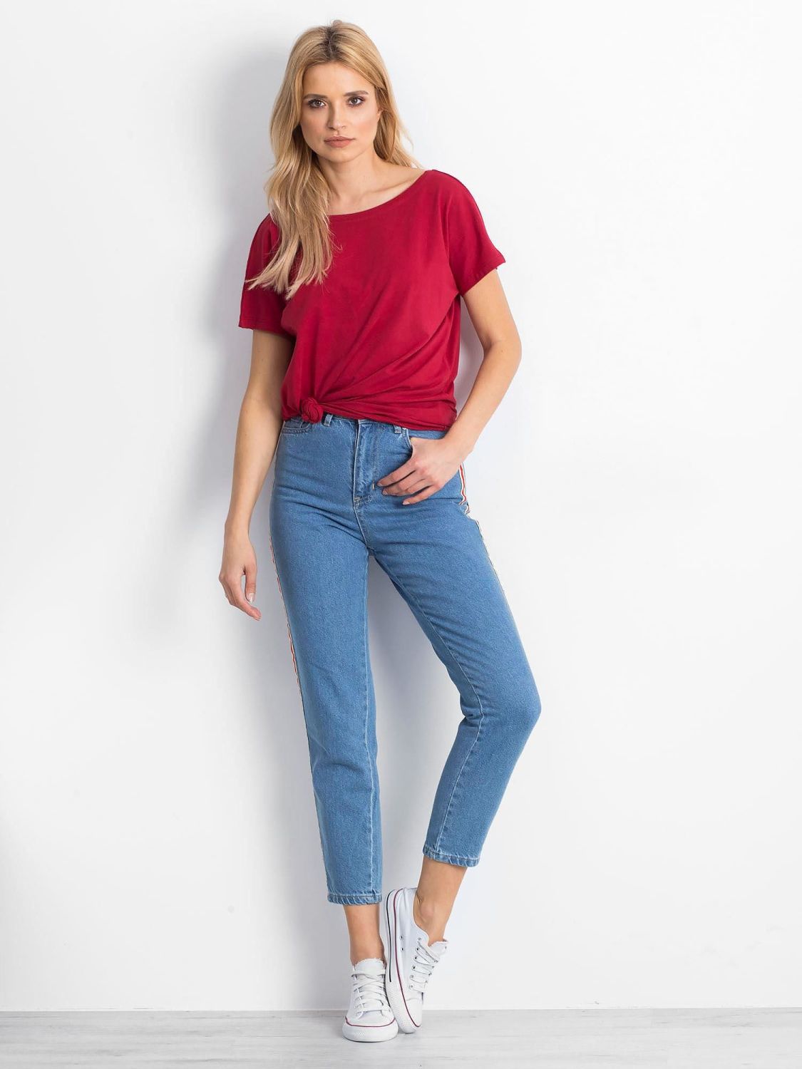 Burgundy Back-Open T-Shirt