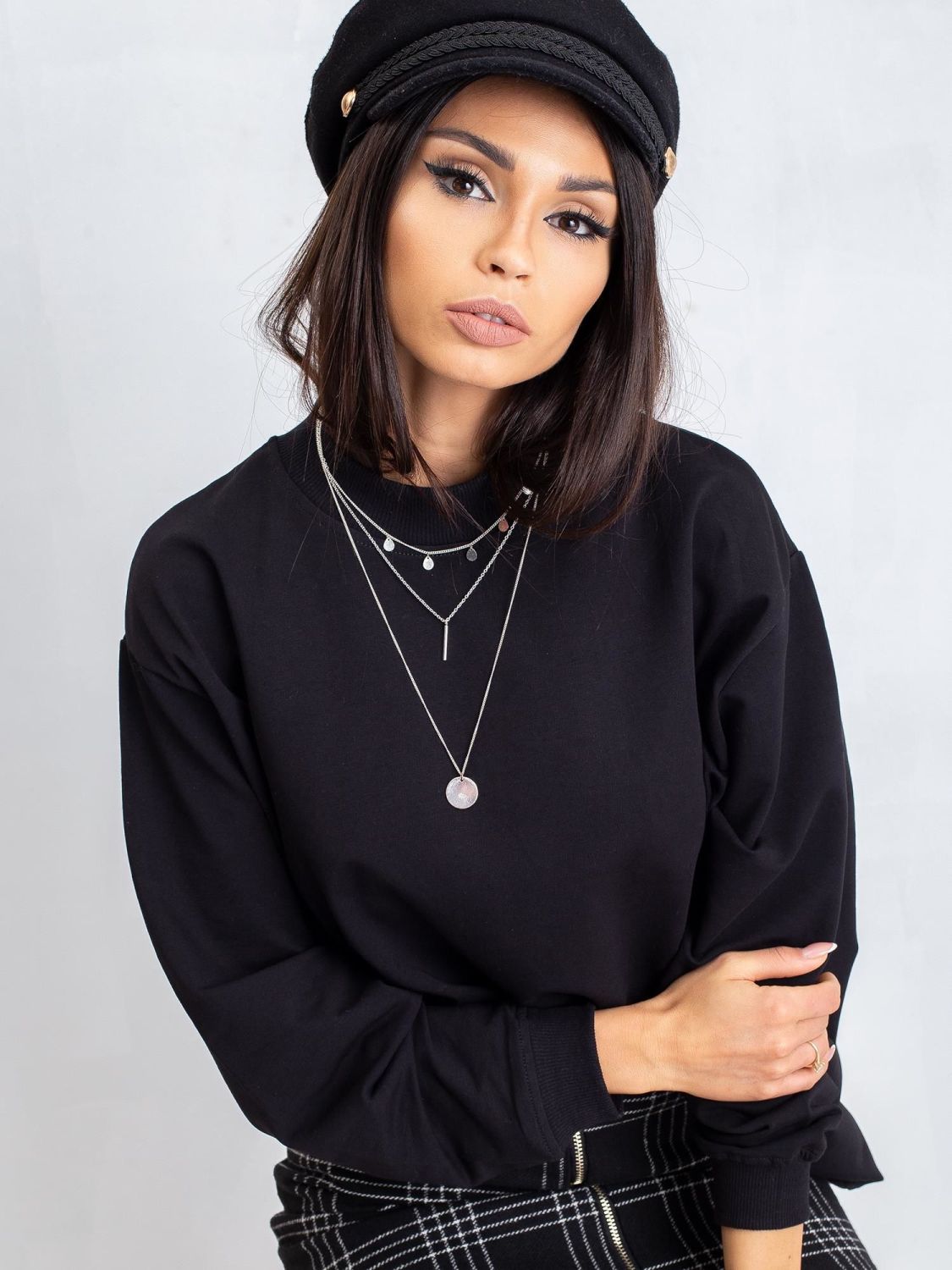 Black Cotton Basic Hoodie