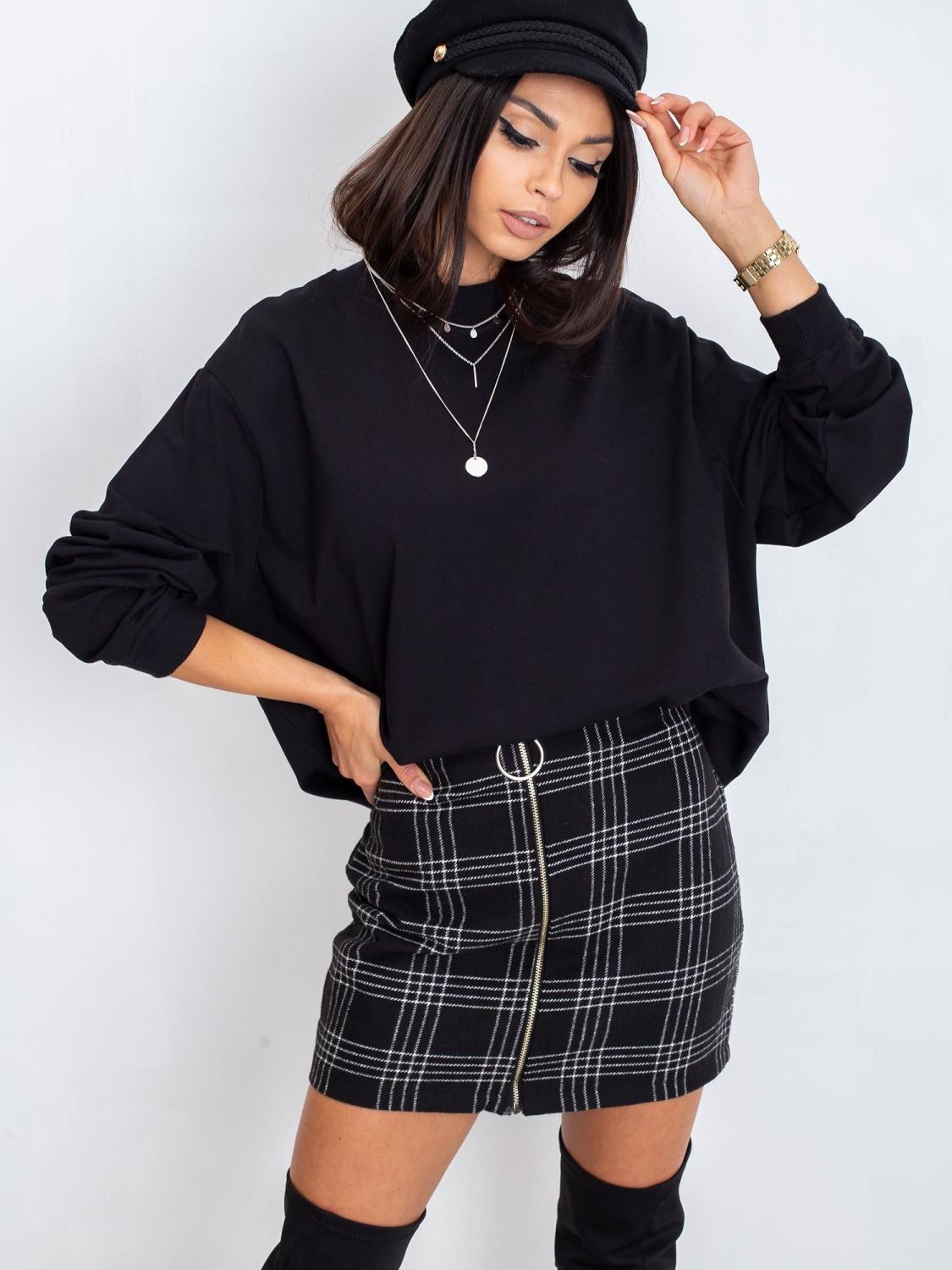 Black Cotton Basic Hoodie