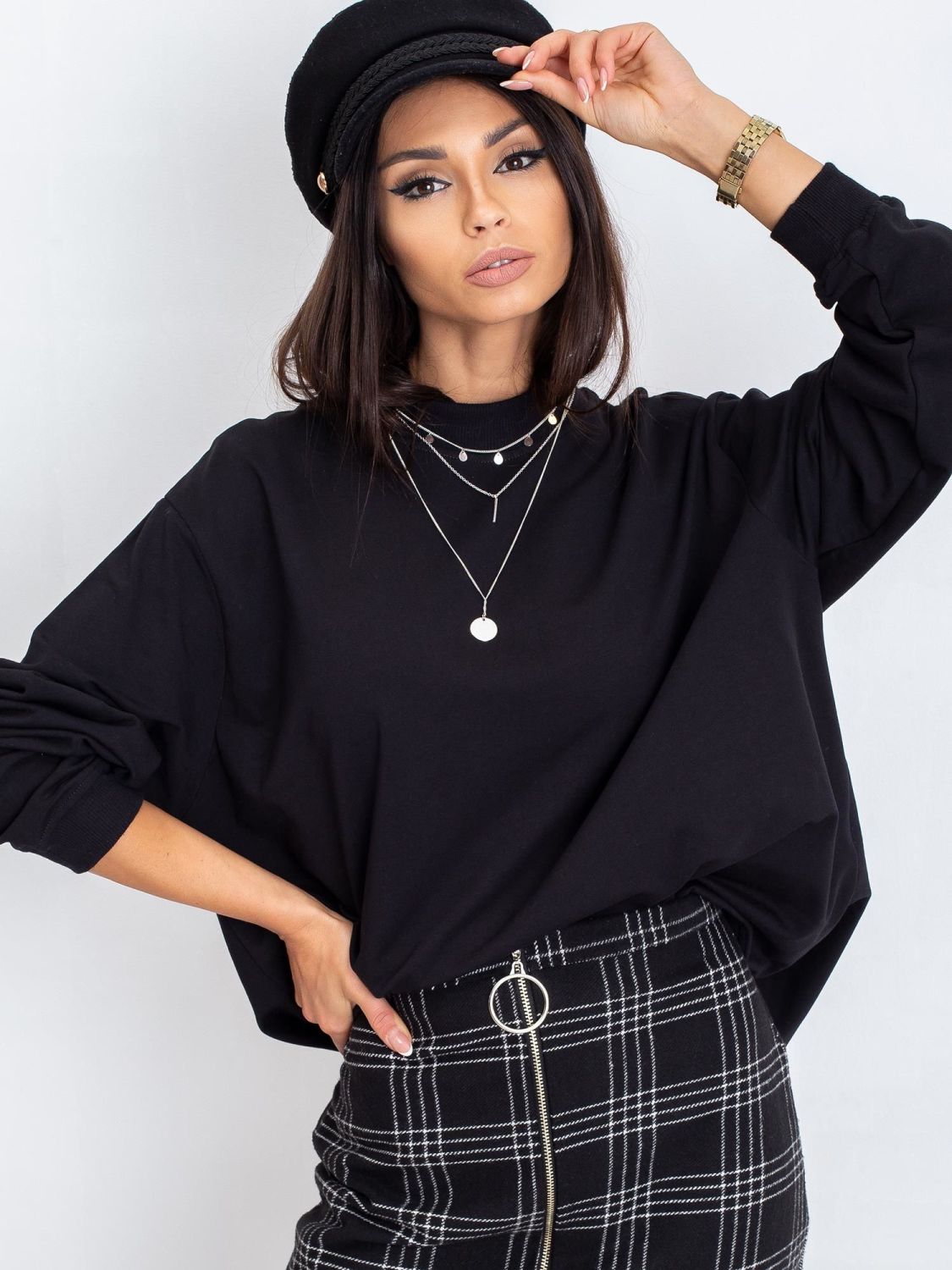 Black Cotton Basic Hoodie
