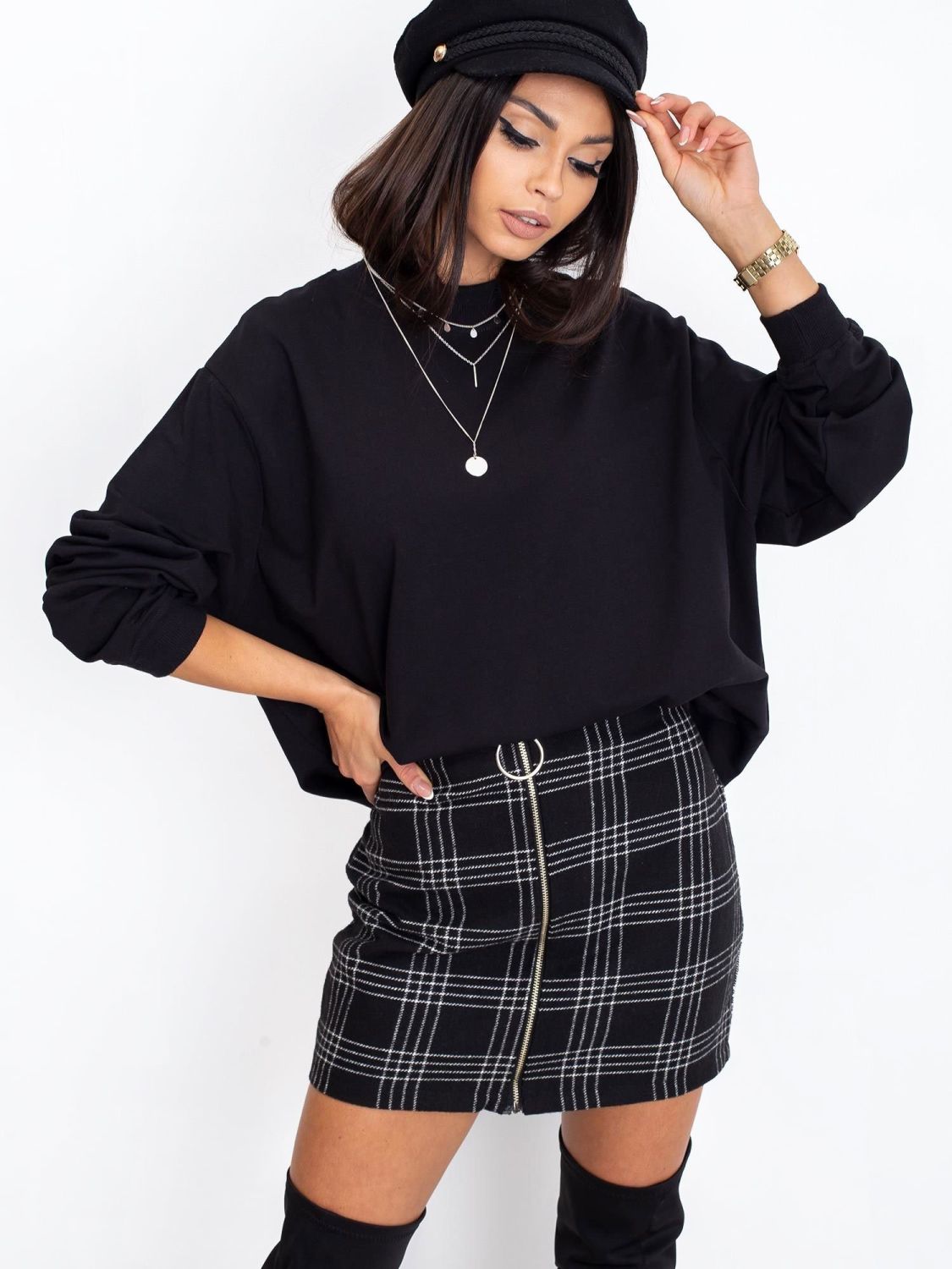 Black Cotton Basic Hoodie
