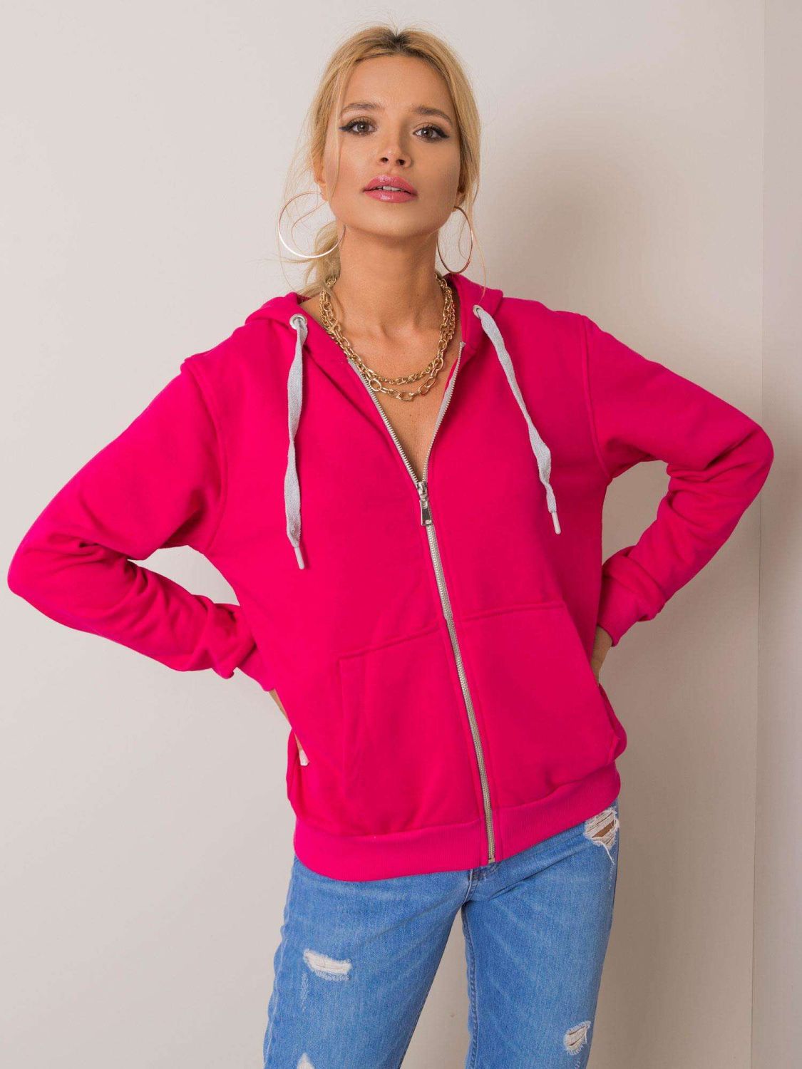 Fuchsia Cotton Hoodie