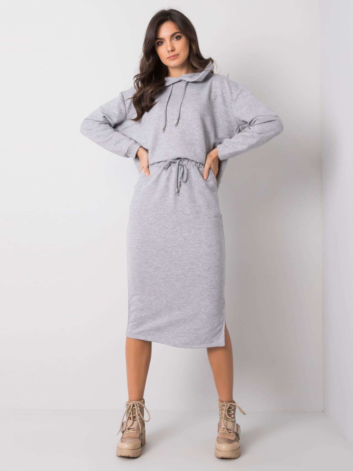 RUE PARIS Gray Melange Cotton Set