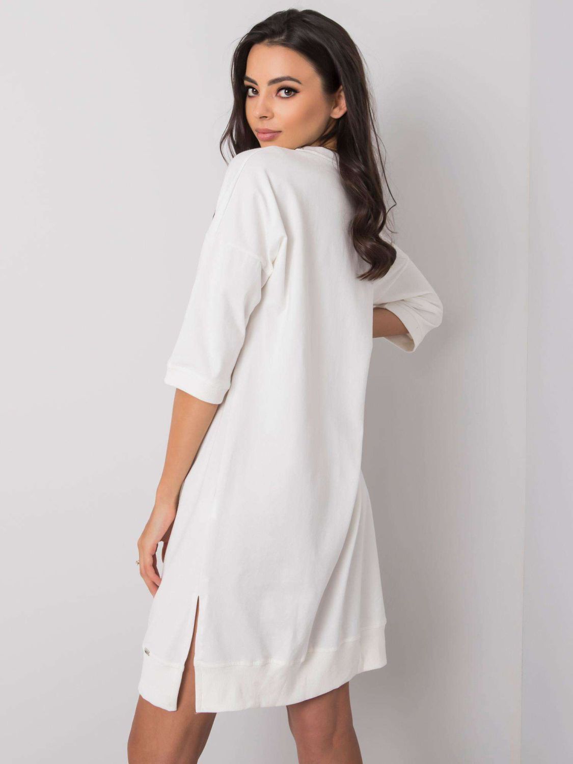 Ecru Cotton Dress with Zipper