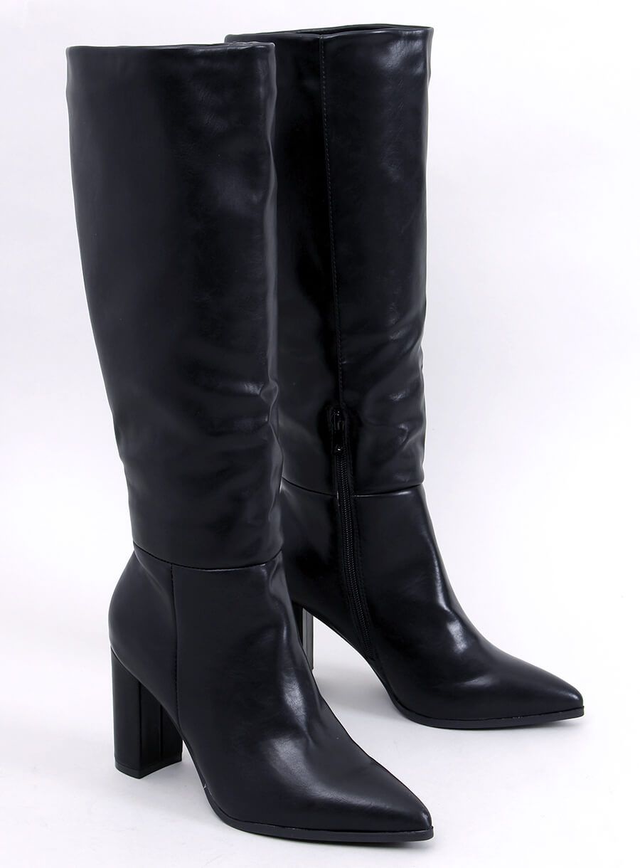 Black classic boots made of eco-leather