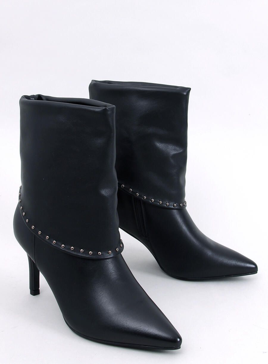 Black stiletto heel ankle boots