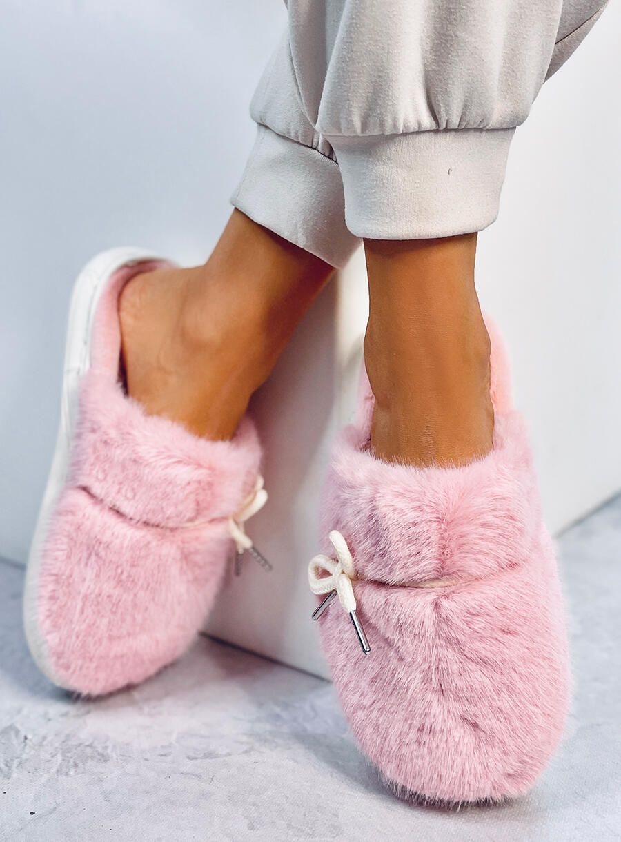 Pink fur slippers