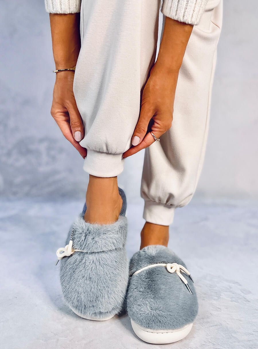 Grey  fur slippers