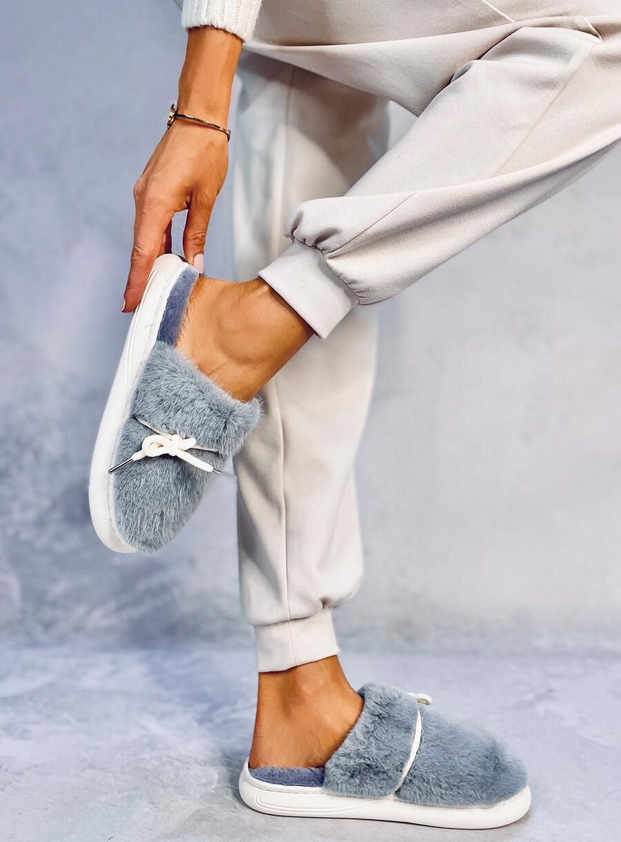 Grey  fur slippers
