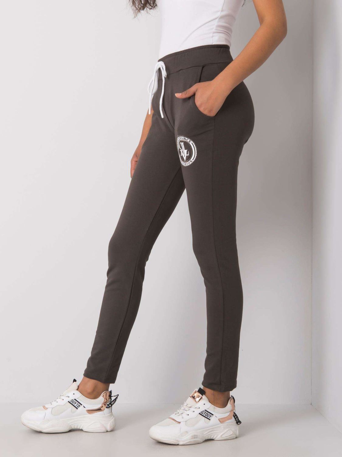 Dark Khaki Sweatpants with Application