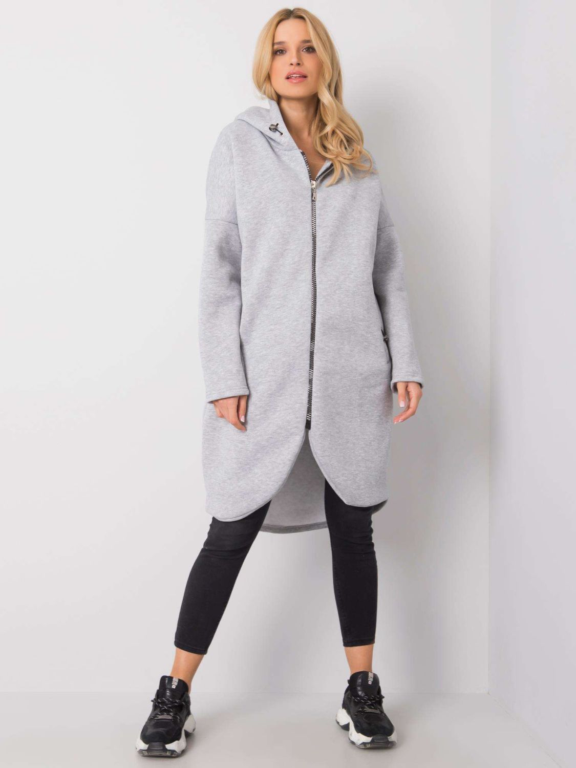 Long Gray Melange Hoodie RUE PARIS