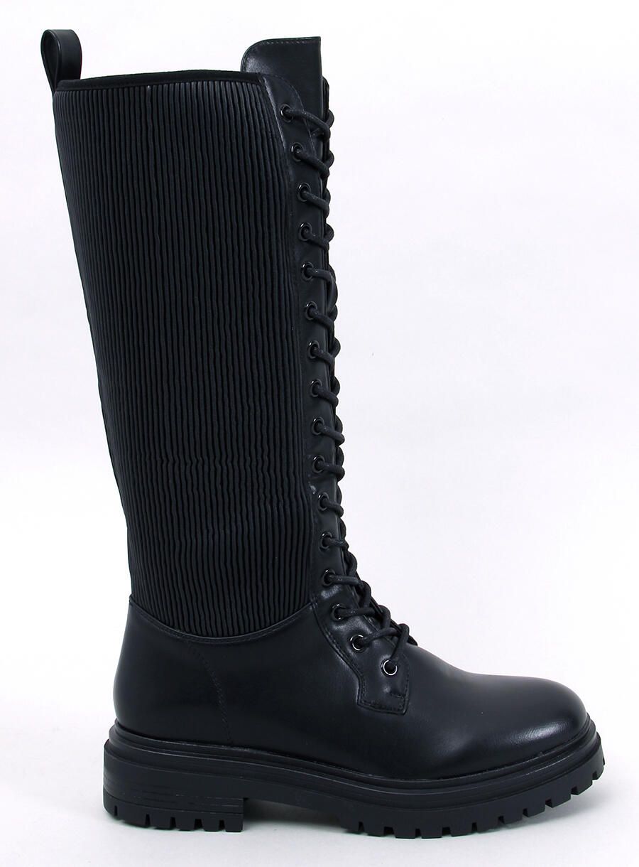 Black high boots with laces