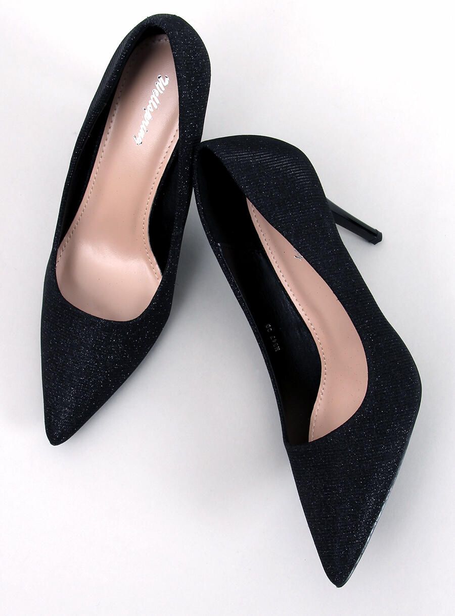 Black glitter pumps