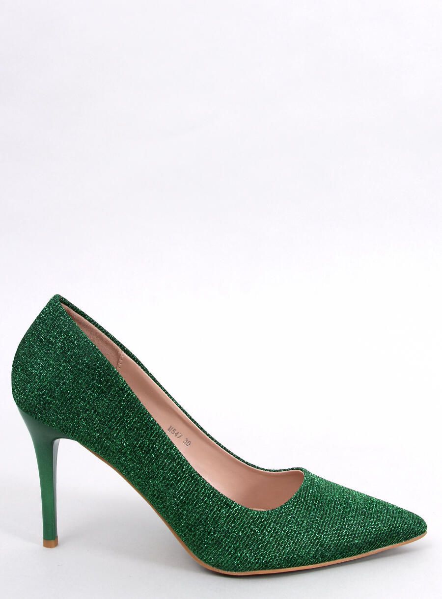 Green glitter pumps