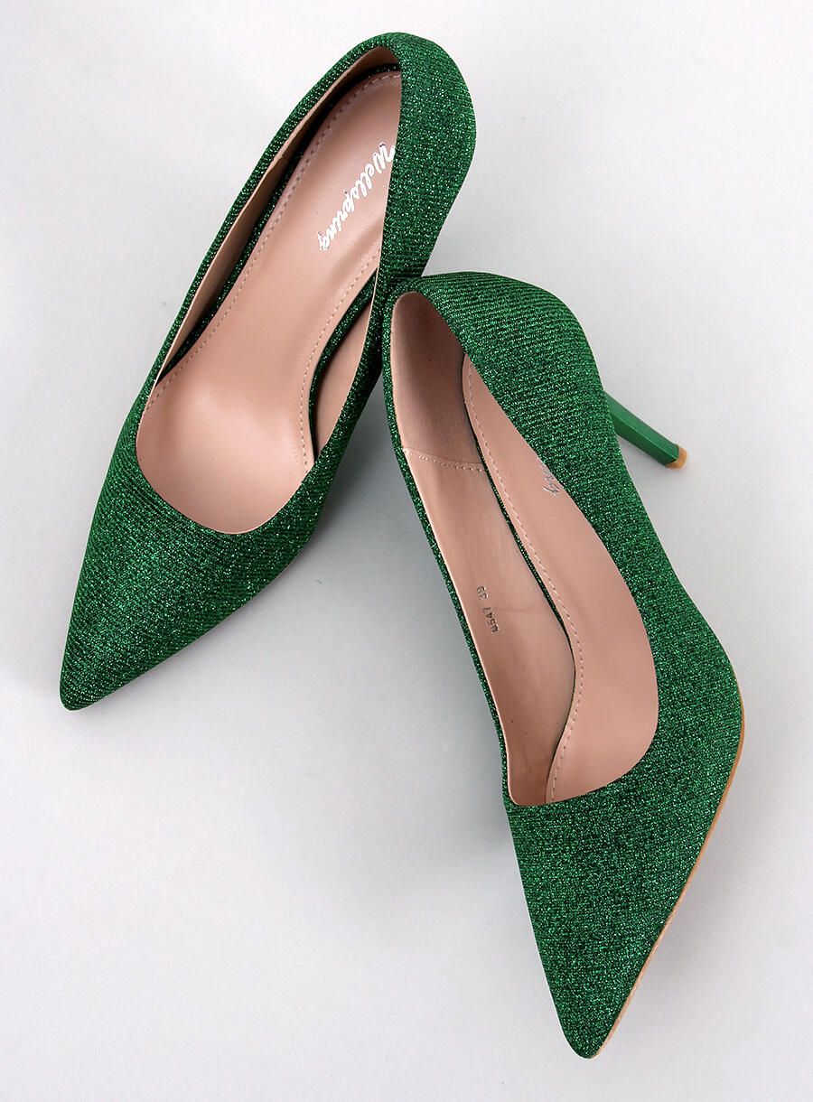 Green glitter pumps