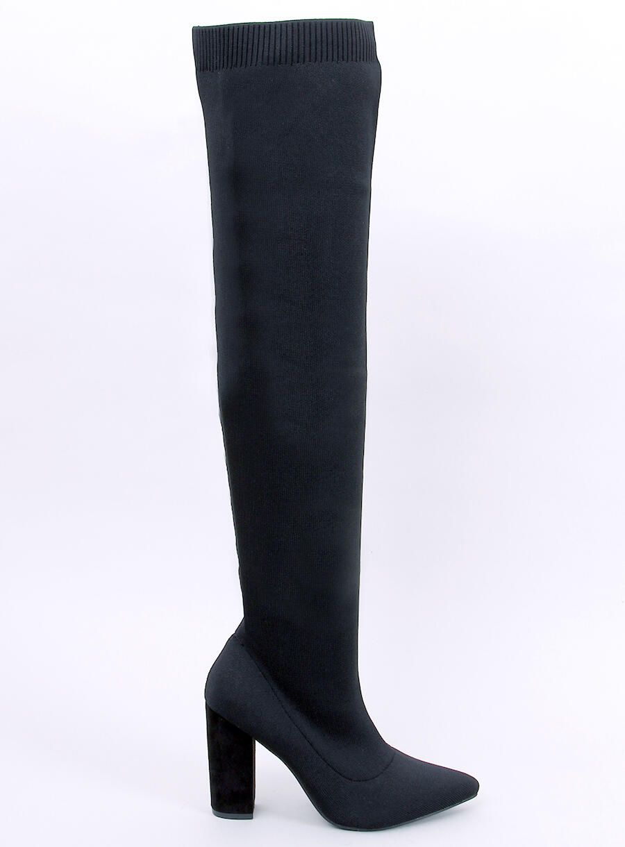 Black high boots with an elastic upper