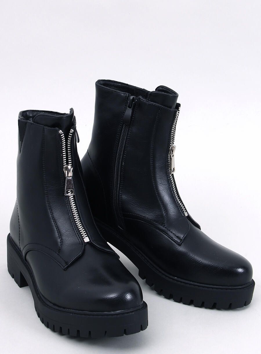 Black ankle boots with zip