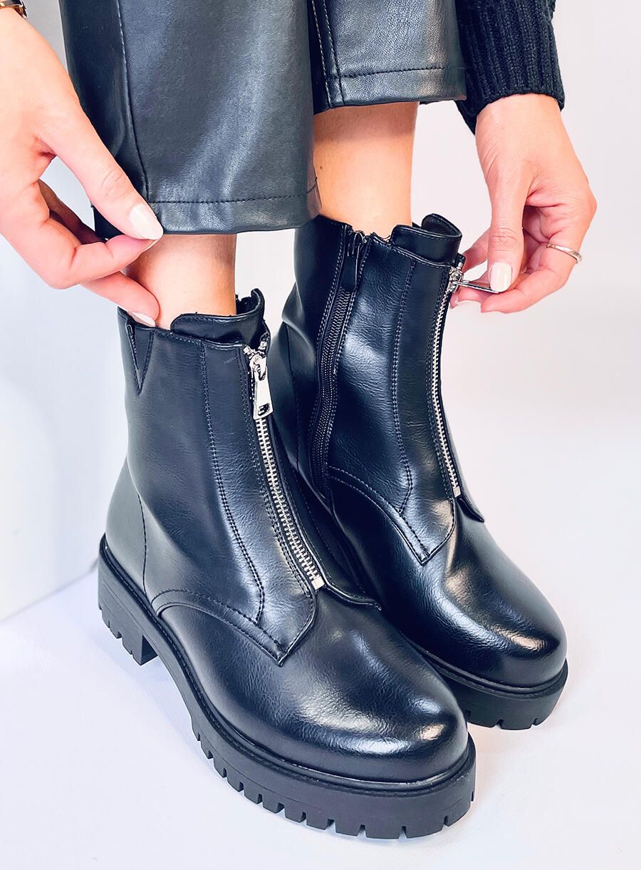 Black ankle boots with zip