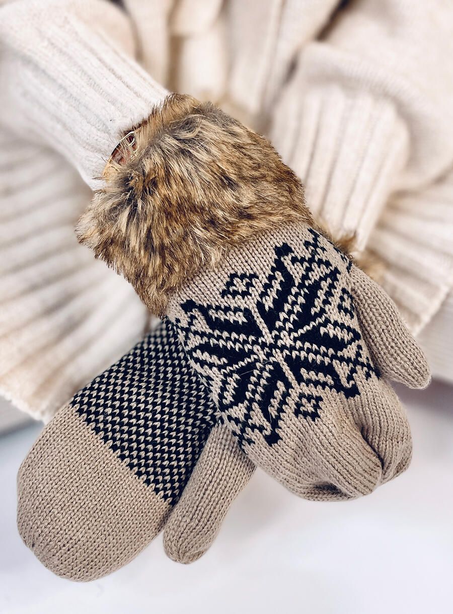 Mocca gloves with faux fur