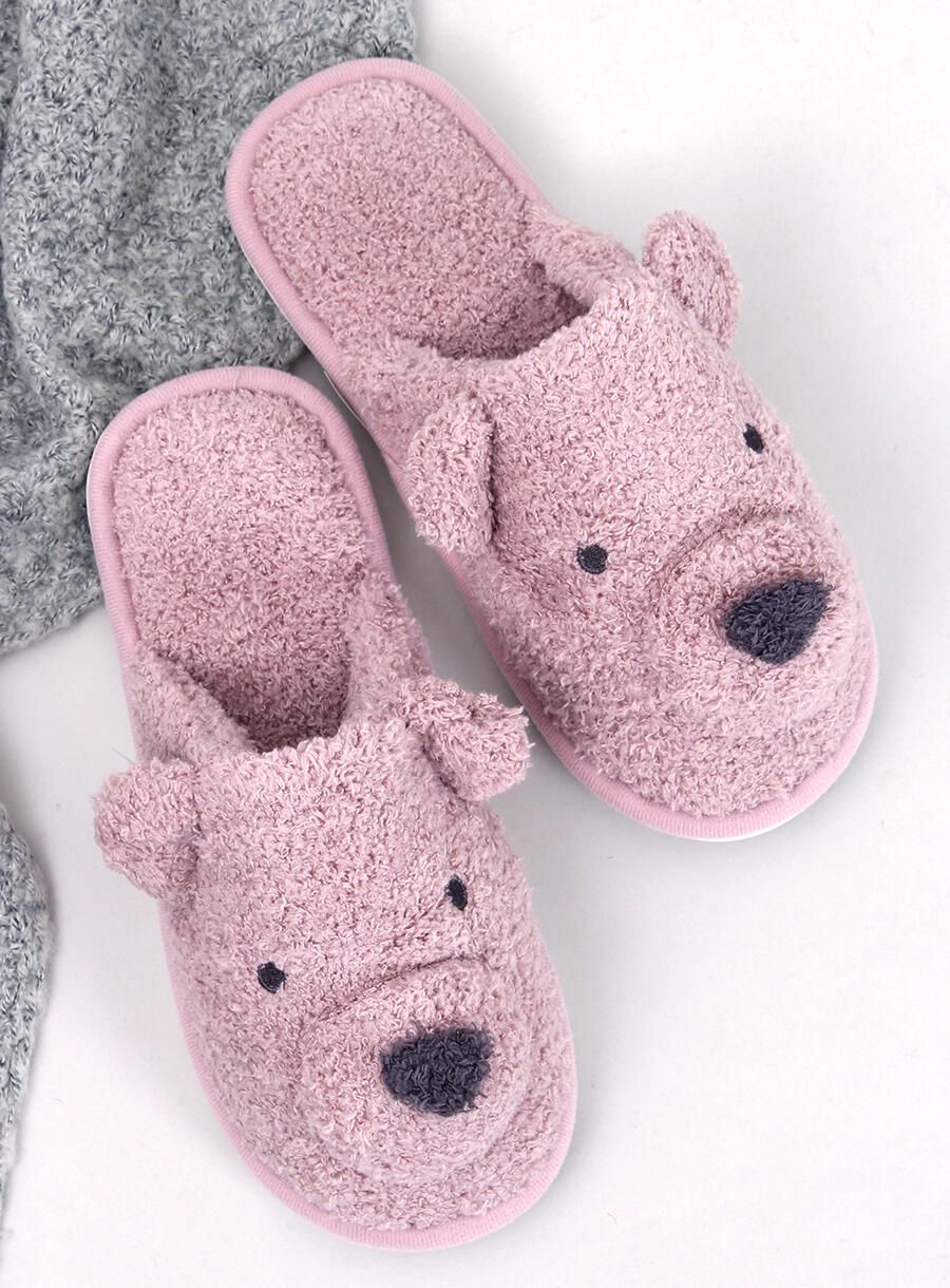 Pink women's slippers TEDDY BEAR