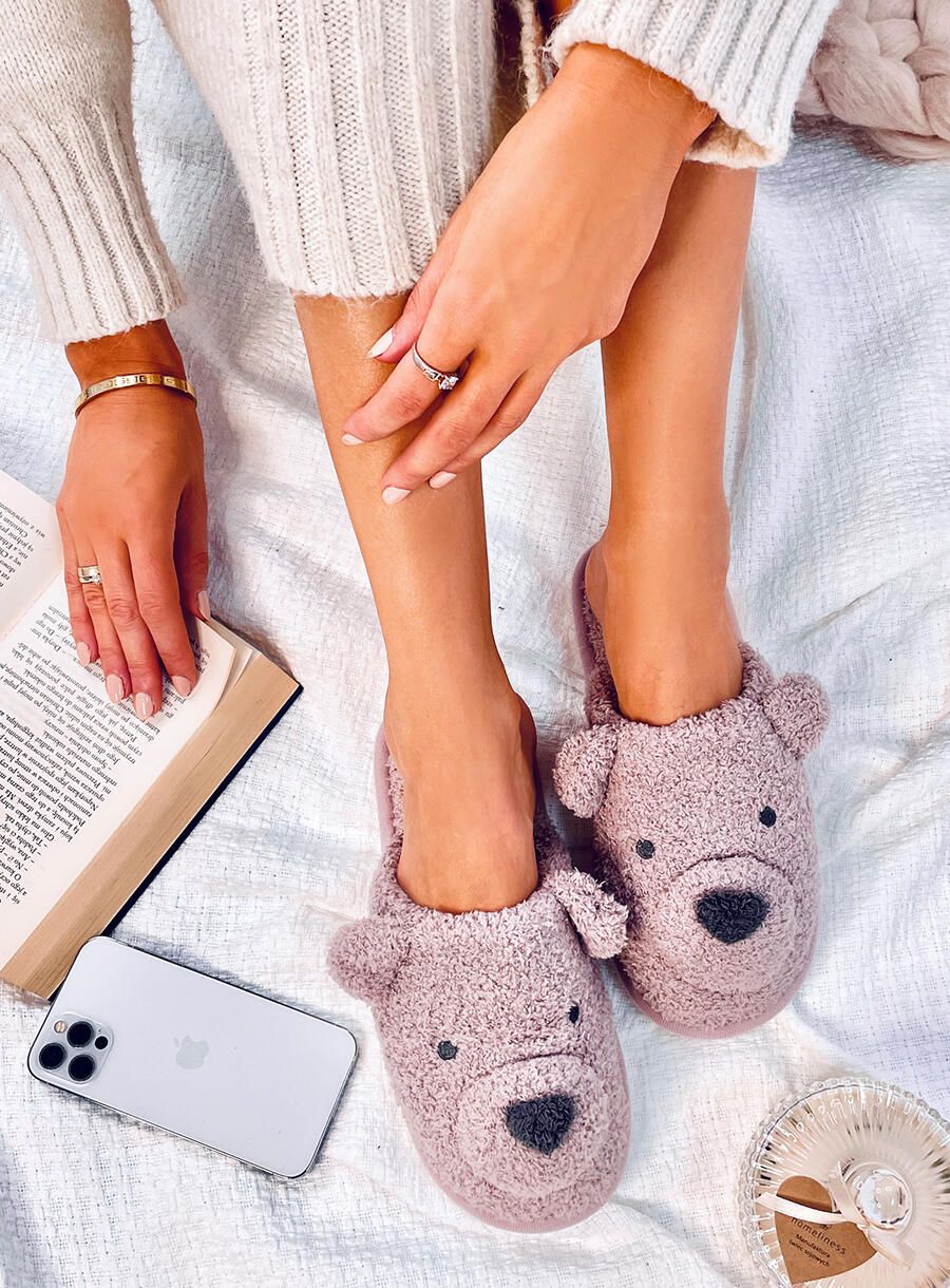 Pink women's slippers TEDDY BEAR