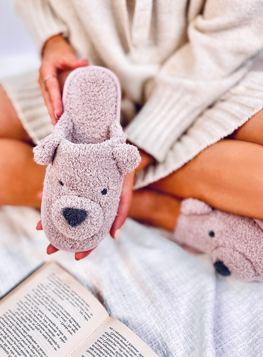 Pink women's slippers TEDDY BEAR