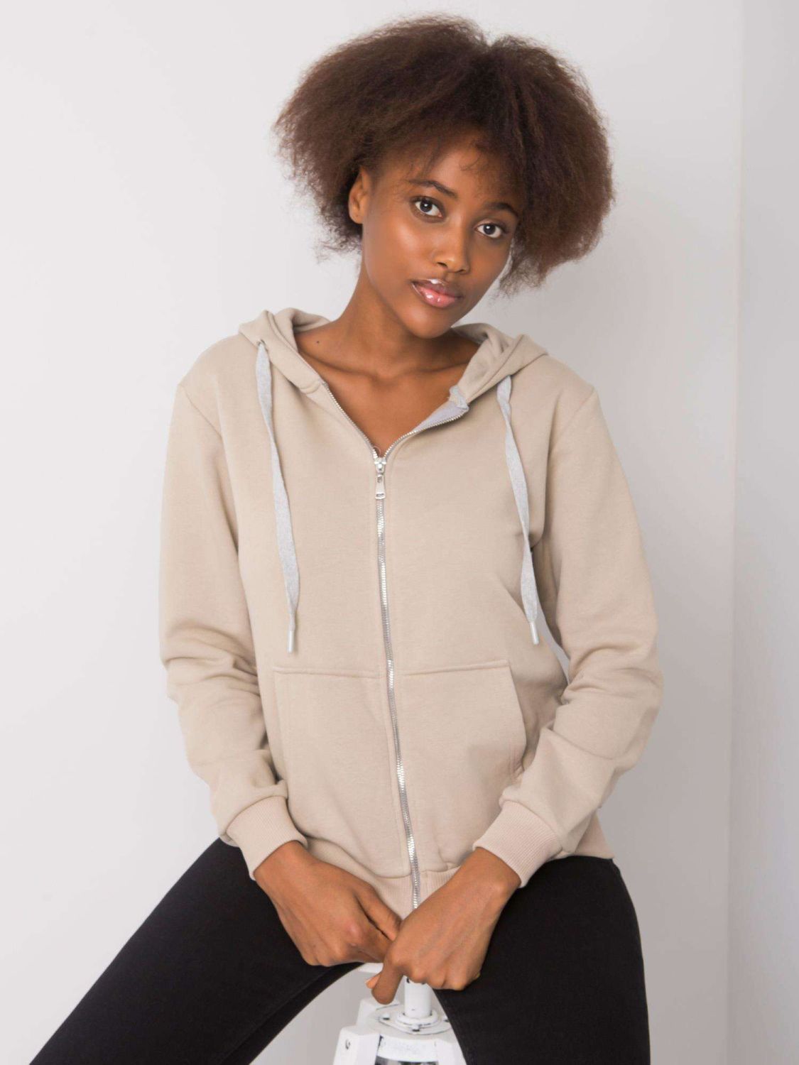 Beige Cotton Hoodie