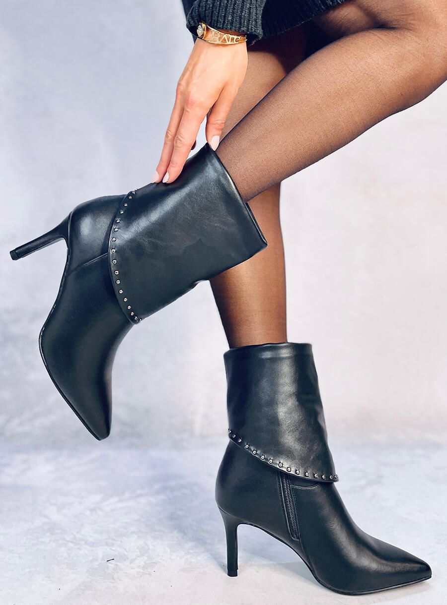 Black stiletto heel ankle boots