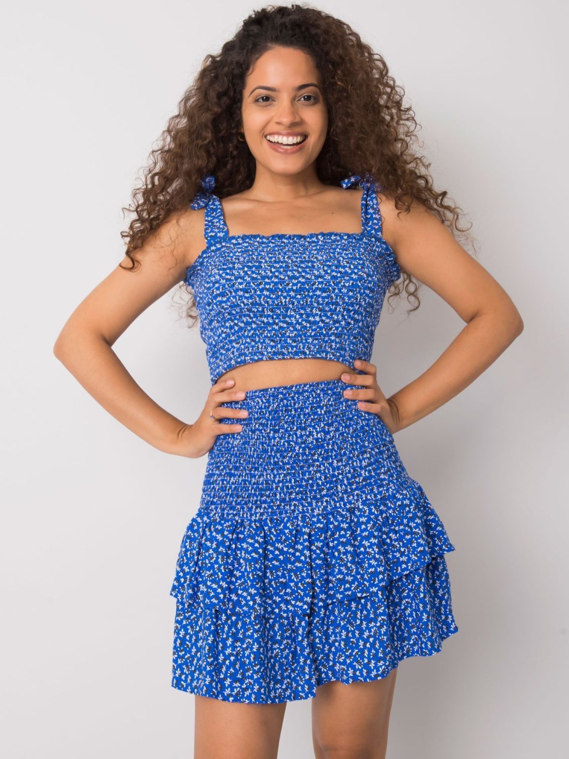 Blue Patterned Mini Skirt by RUE PARIS