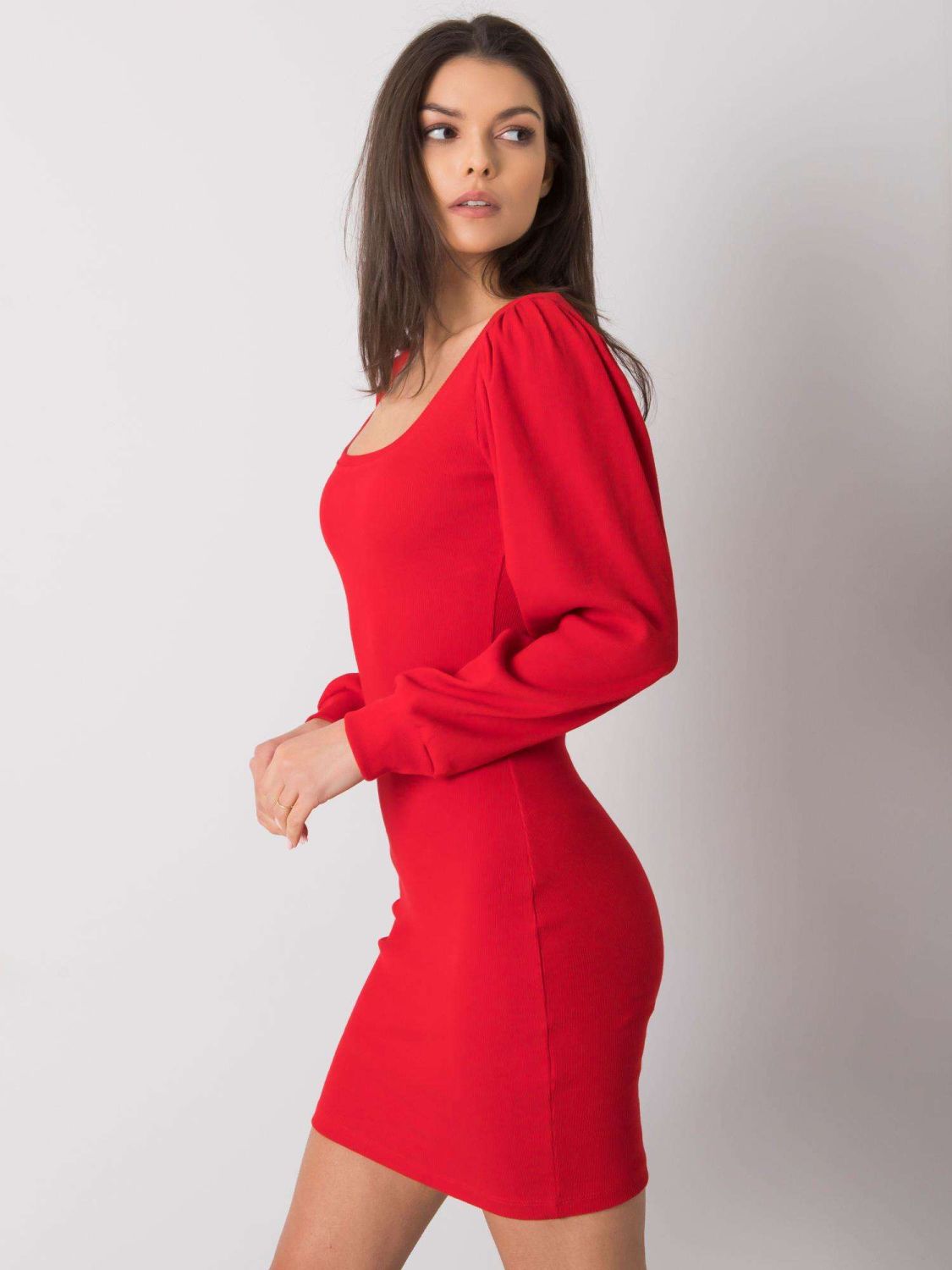 RUE PARIS Red Long Sleeve Dress
