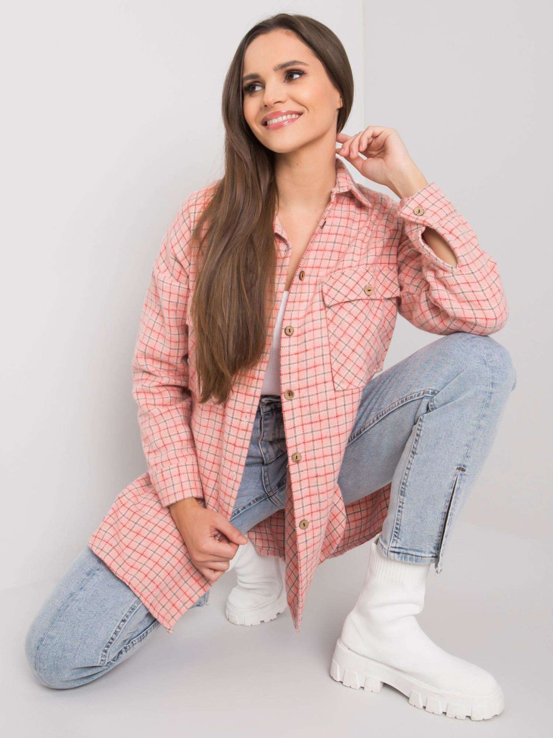 Pink Checked Long Sleeve Shirt