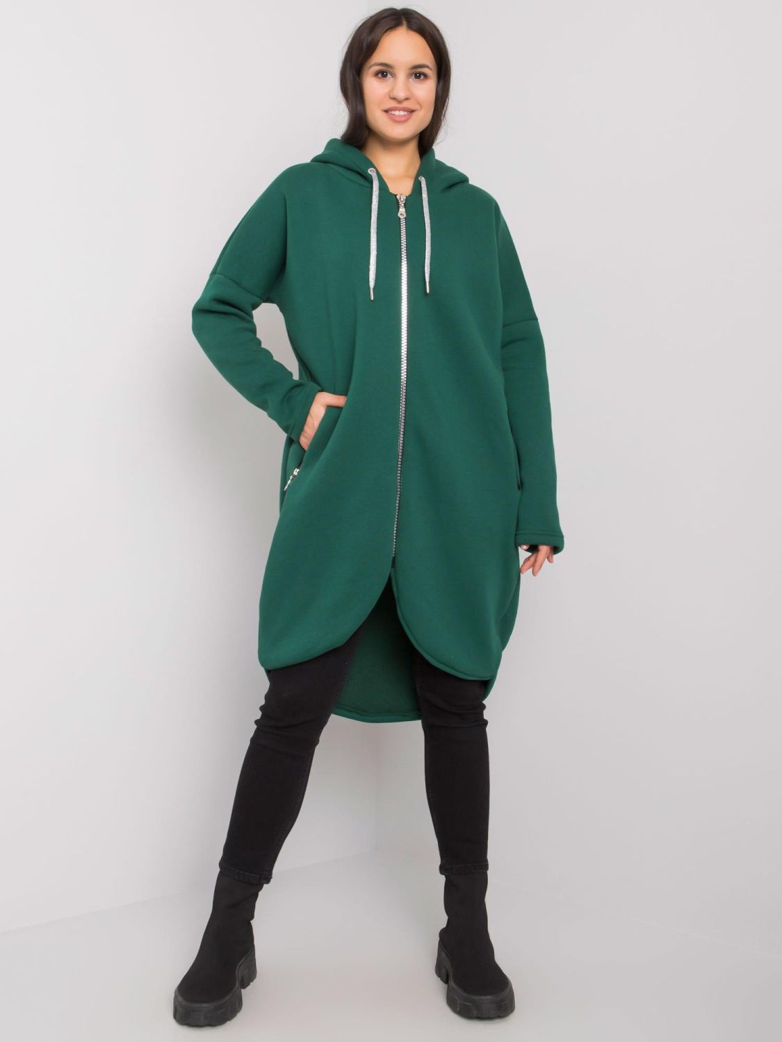 Stylish Hooded Sweatshirt in Dark Green