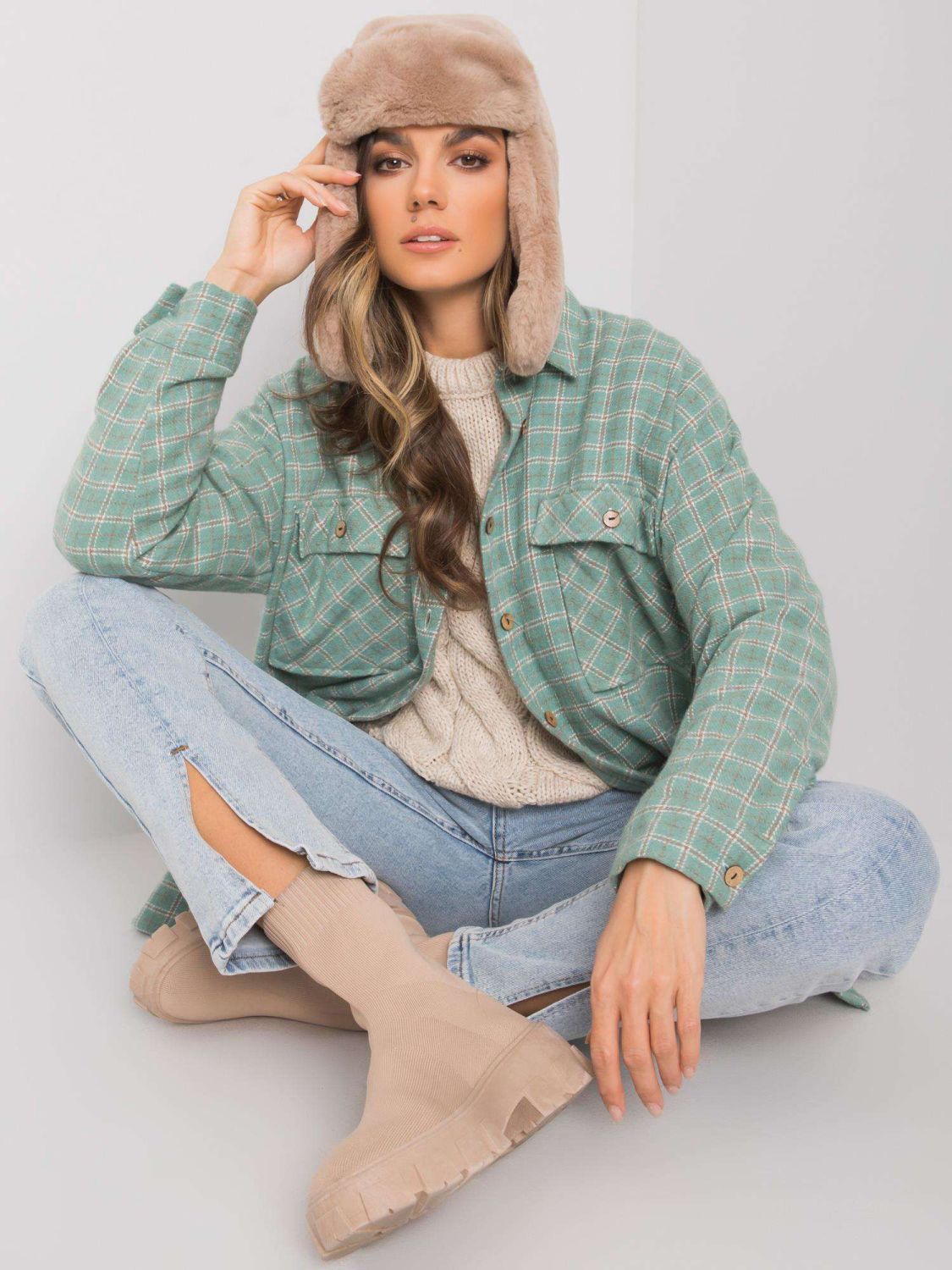 Green Checked Long Sleeve Shirt