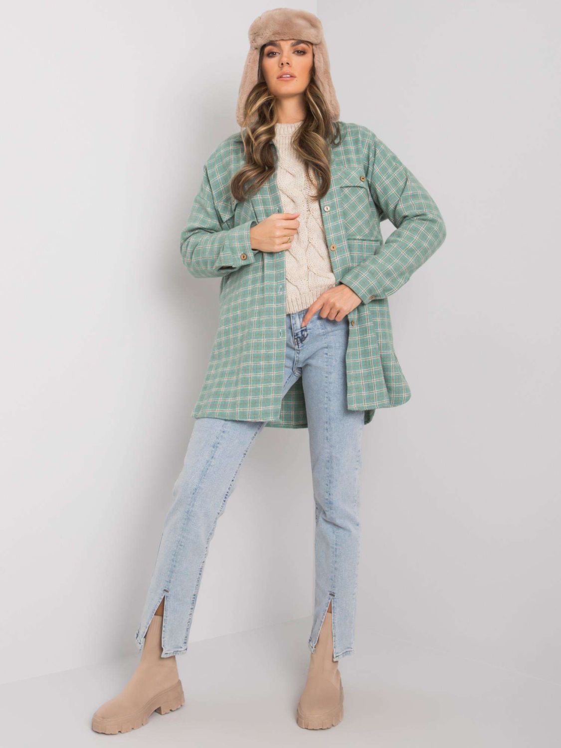 Green Checked Long Sleeve Shirt