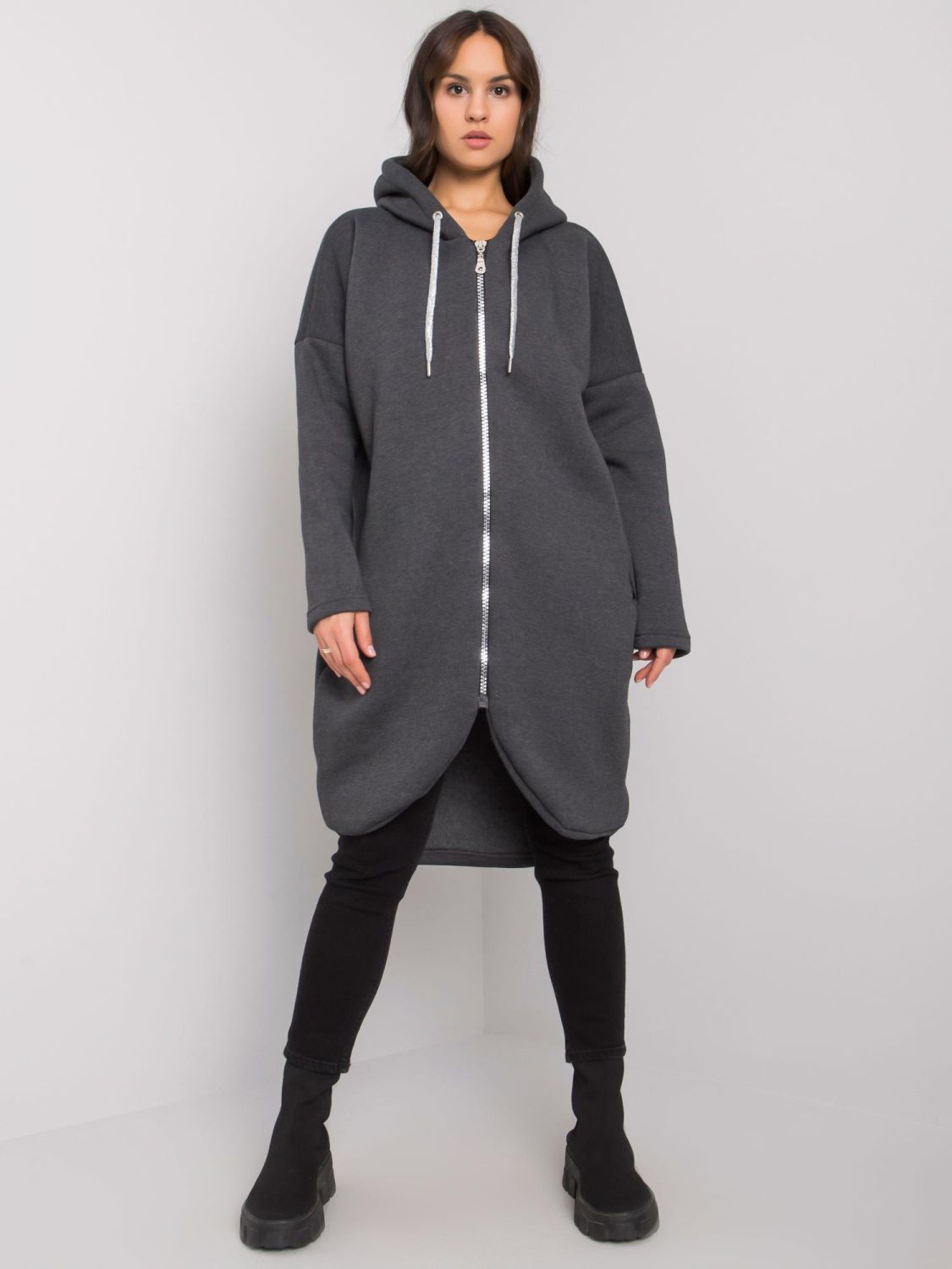 Stylish Hooded Sweatshirt in Graphite Color