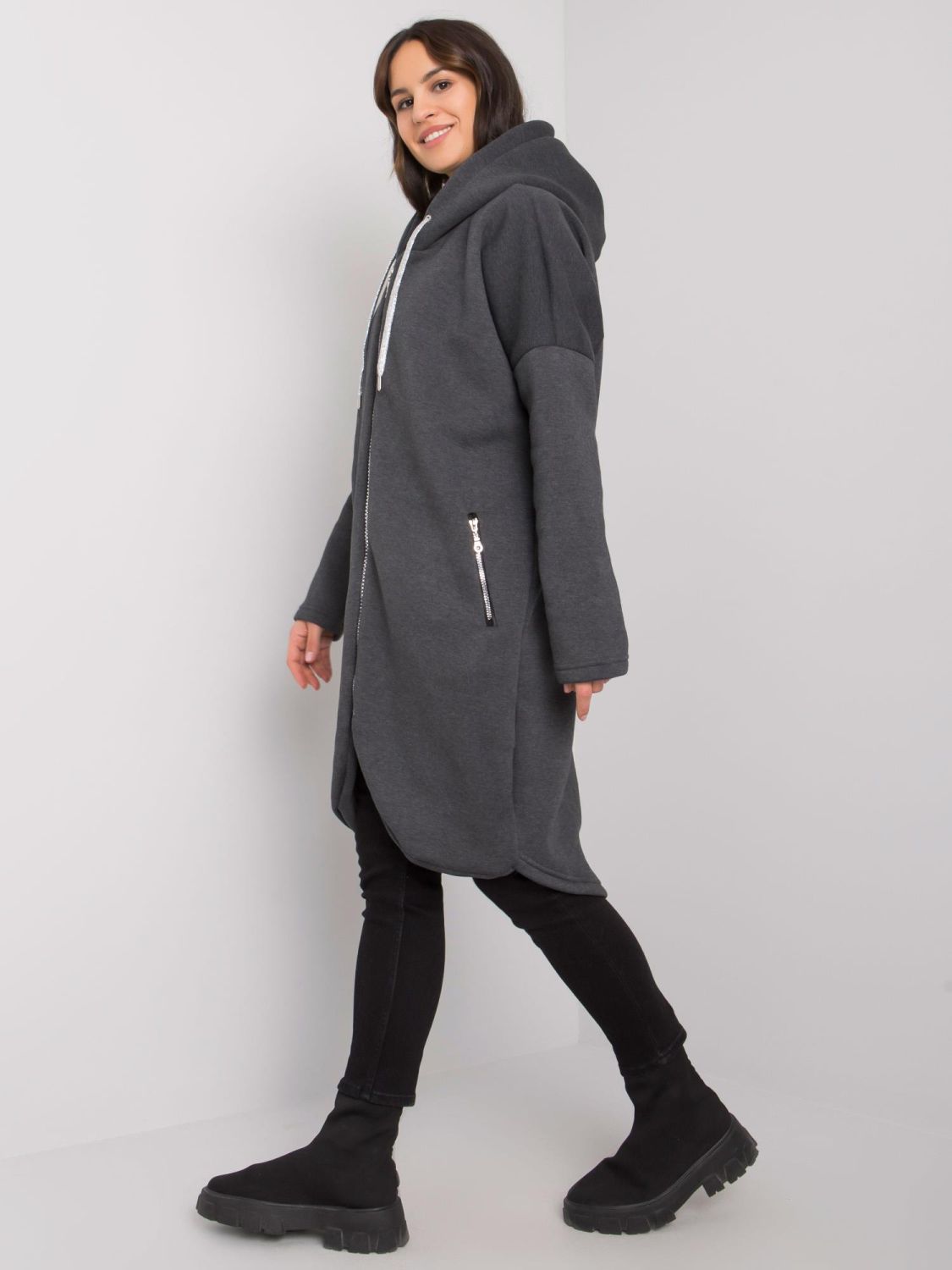 Stylish Hooded Sweatshirt in Graphite Color